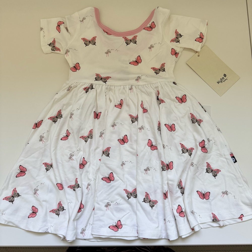 Kyte BABY Pink and White Butterfly Dress